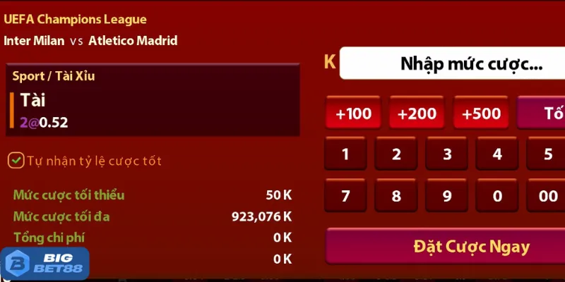 2 điểm trừ khi chơi phân loại O/U 1.5